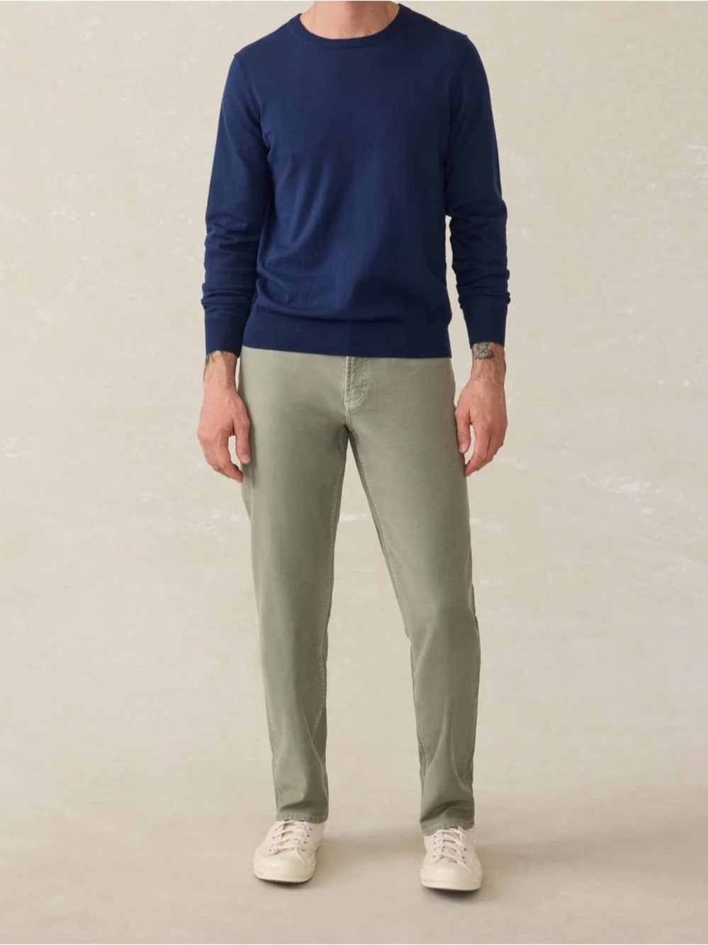 Faherty Stretch Terry 5-Pocket Pant - Faded Olive 35 x 32